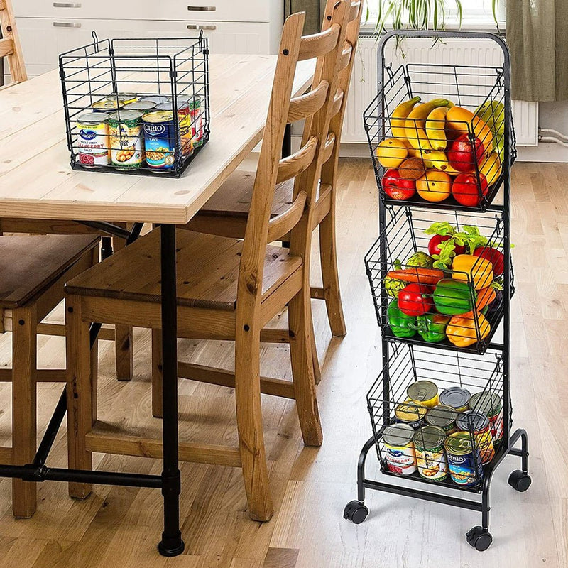 STORFEX 3 - Tier Kitchen Storage Rack Removable Vegetable Cart - NuSea