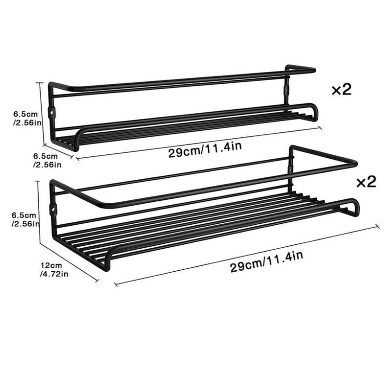 STORFEX 4 Pack Spice Rack Organizer for Cabinet or Wall Mount - NuSea