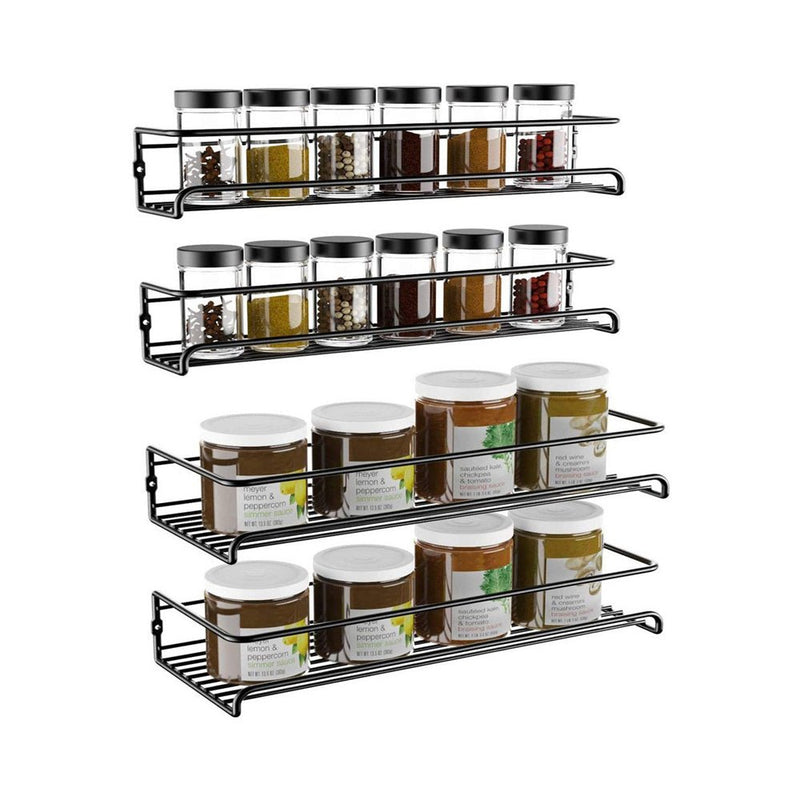 STORFEX 4 Pack Spice Rack Organizer for Cabinet or Wall Mount - NuSea