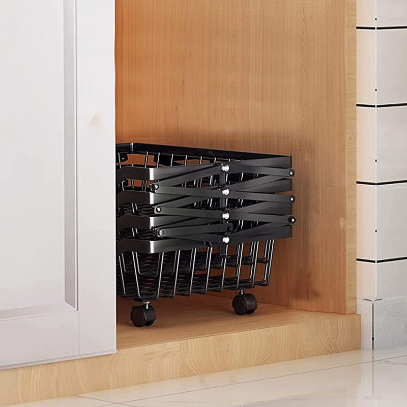 STORFEX 4 Tier Foldable Kitchen Pantry Storage Organizer Cart Baskets Rack - NuSea