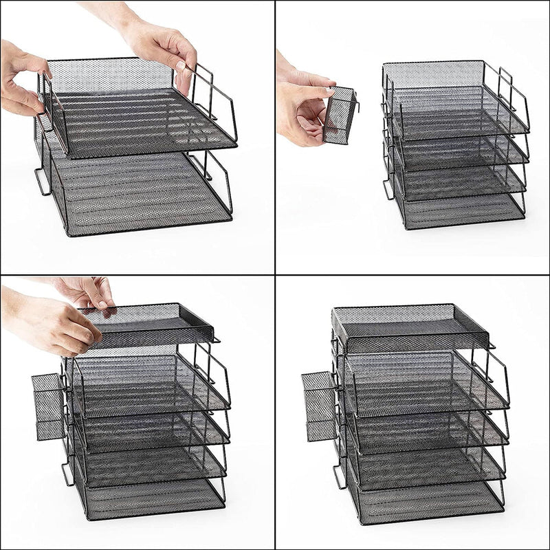 STORFEX 5 - Layer Stackable Mesh File Storage Rack with Pen Holder - NuSea