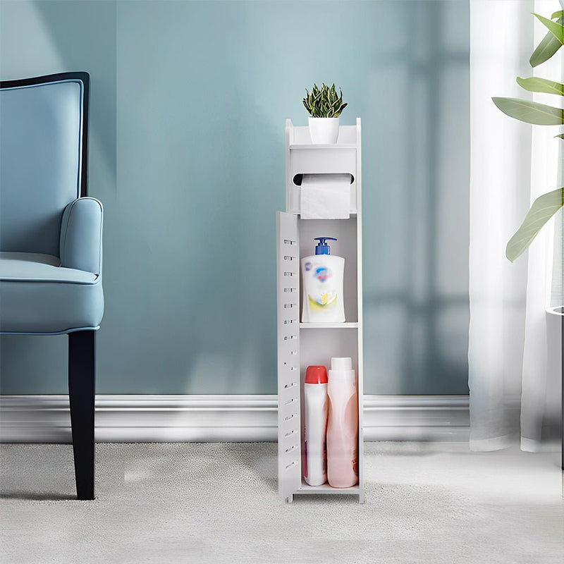 STORFEX Waterproof Bathroom Storage Corner Floor Cabinet with Doors and Shelves - NuSea