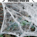 STRETCHABLE SPIDER WEB Spooky Halloween Decoration + 2 Spiders Party Decor Ghost - NuSea