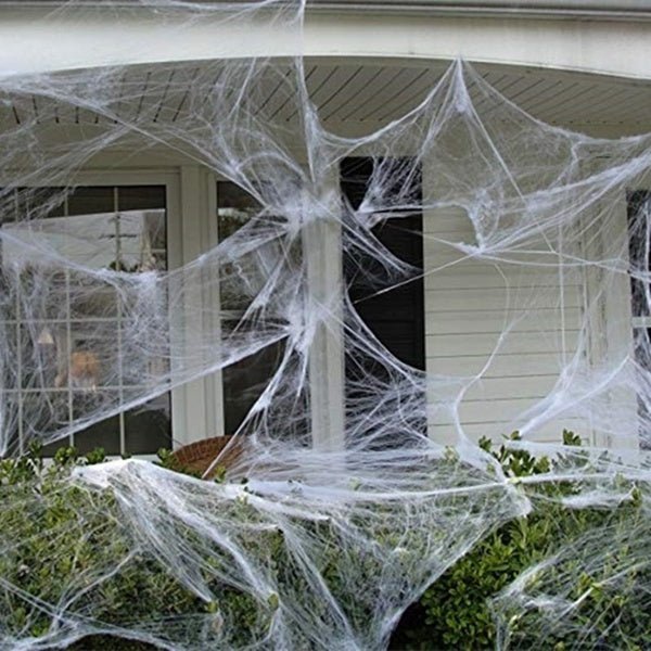 STRETCHABLE SPIDER WEB Spooky Halloween Decoration + 2 Spiders Party Decor Ghost - NuSea