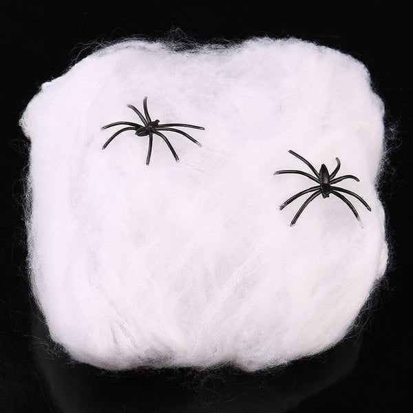 STRETCHABLE SPIDER WEB Spooky Halloween Decoration + 2 Spiders Party Decor Ghost - NuSea