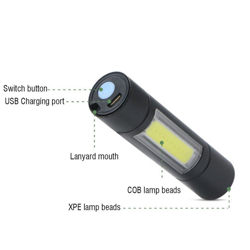 Super Bright Camping Torch Lamp COB Mini LED Flashlight USB Charging - NuSea