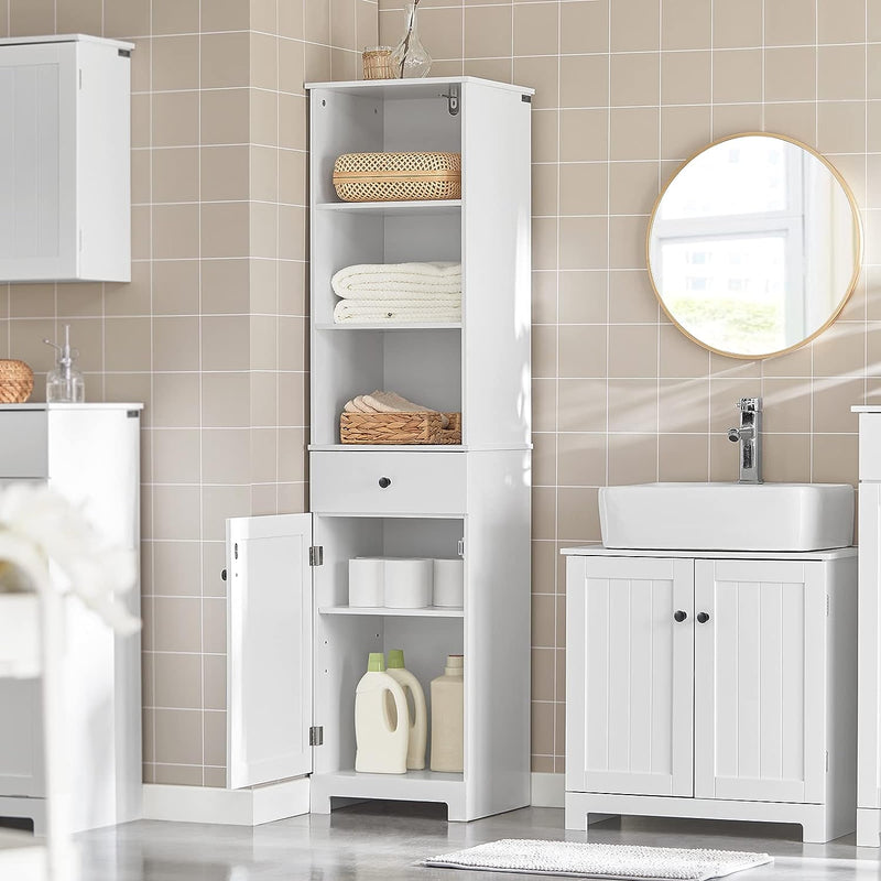 Tall Bathroom Storage Cabinet 3 Shelves, White - NuSea