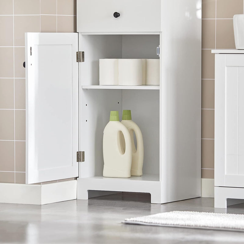 Tall Bathroom Storage Cabinet 3 Shelves, White - NuSea