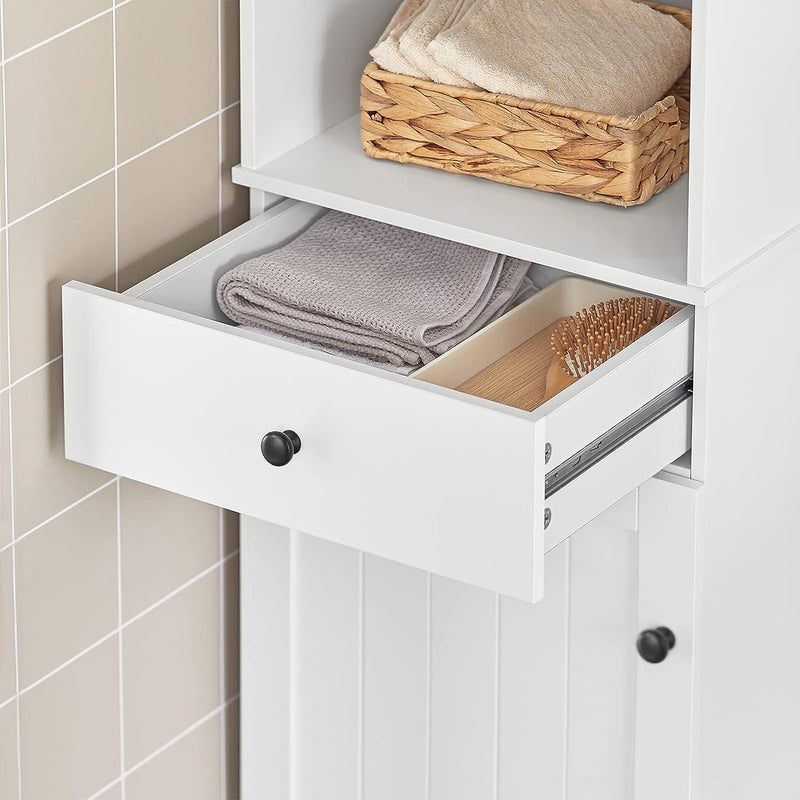 Tall Bathroom Storage Cabinet 3 Shelves, White - NuSea