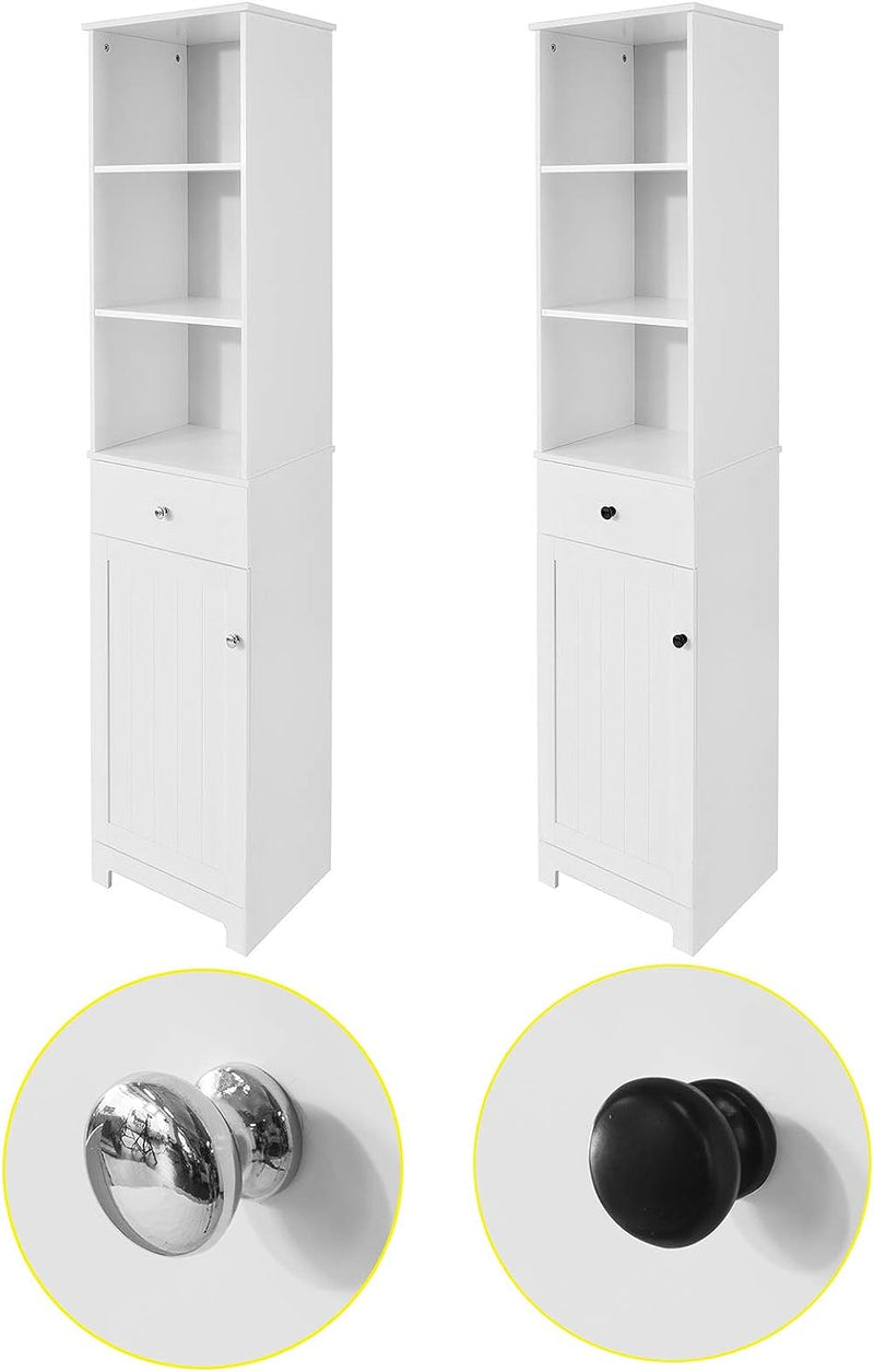 Tall Bathroom Storage Cabinet 3 Shelves, White - NuSea