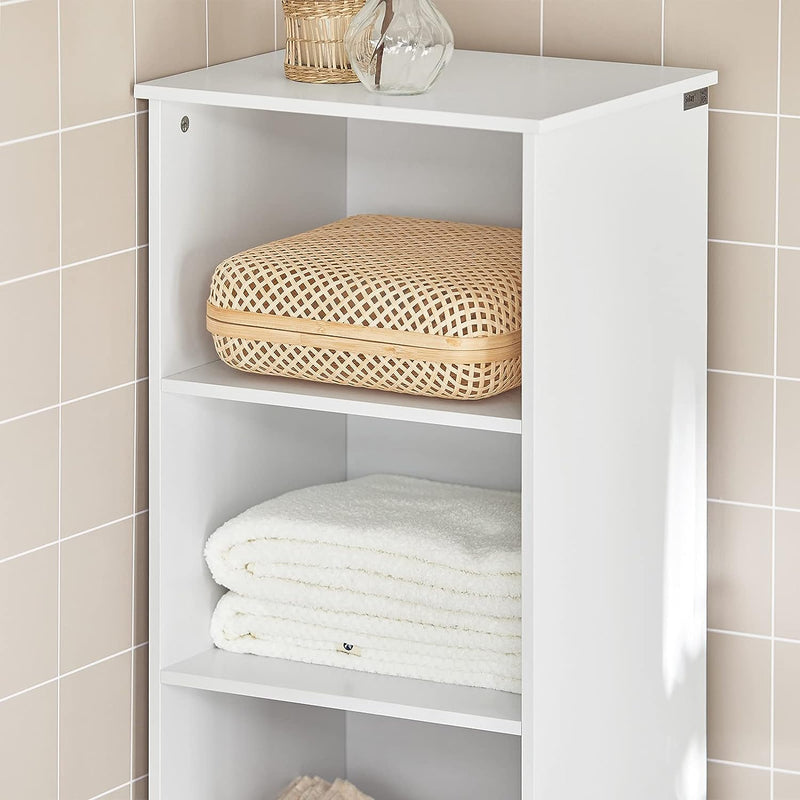 Tall Bathroom Storage Cabinet 3 Shelves, White - NuSea