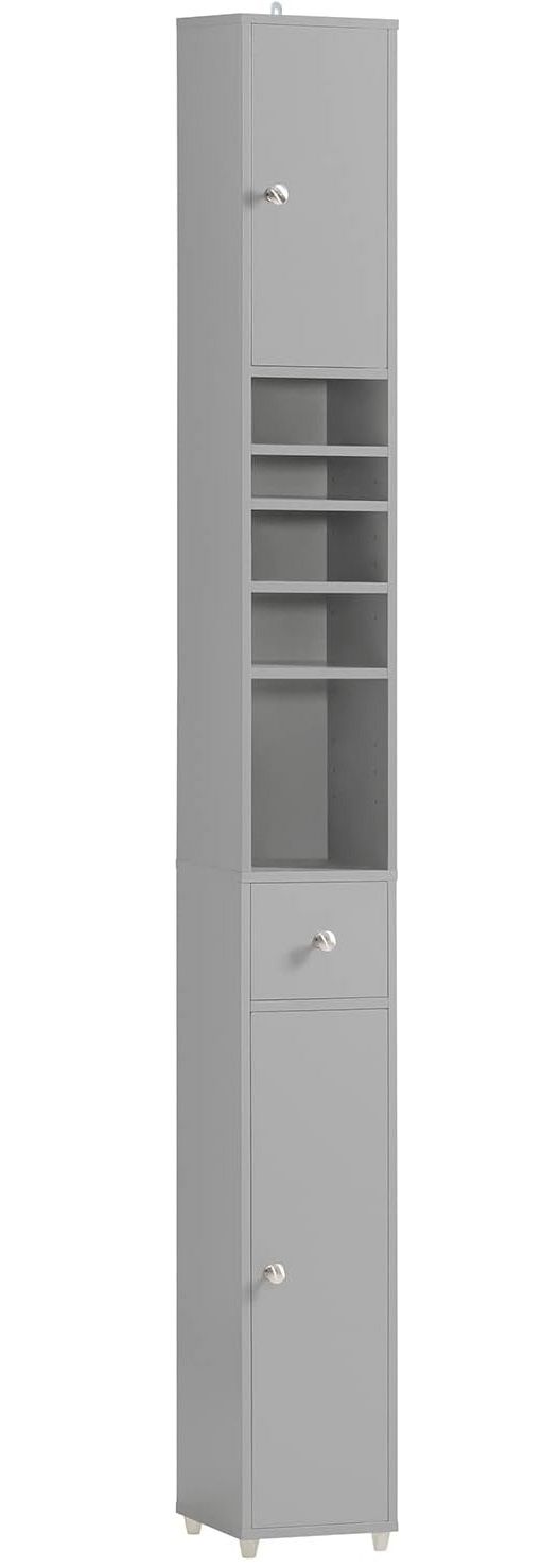 Tall Bathroom Storage Cupboard Shelves, Grey - NuSea