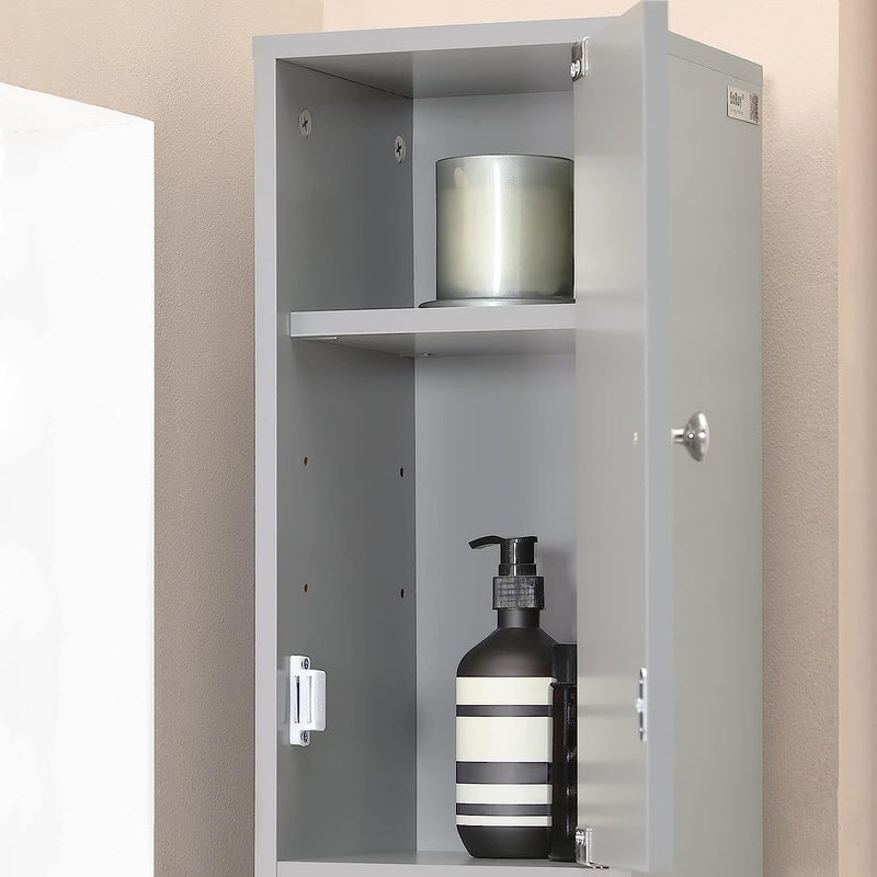 Tall Bathroom Storage Cupboard Shelves, Grey - NuSea