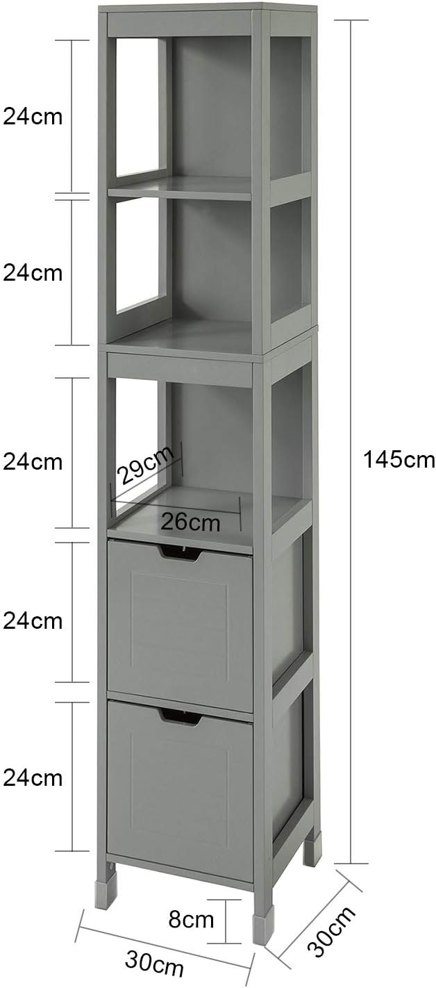 Tall Cabinet Shelf Drawer, Grey - NuSea