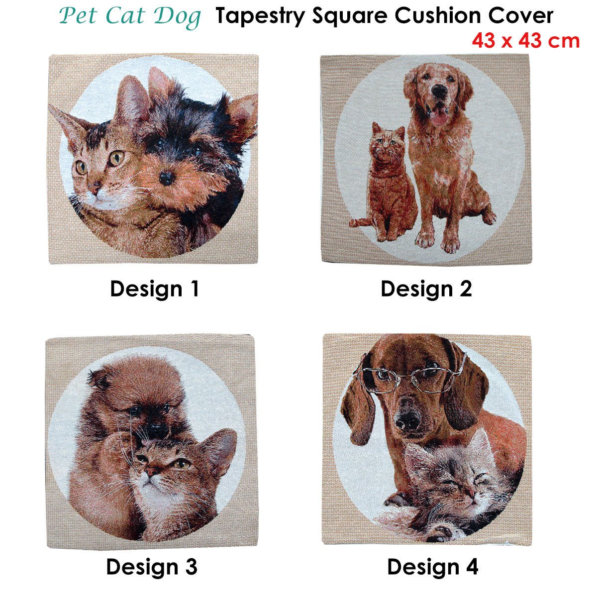 Tapestry Pet Cat Dog Square Cushion Cover Design 4 - NuSea