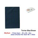 Tartan Blue Green Bassinet Fitted Sheet with a Flat Sheet Sewed Attached - NuSea