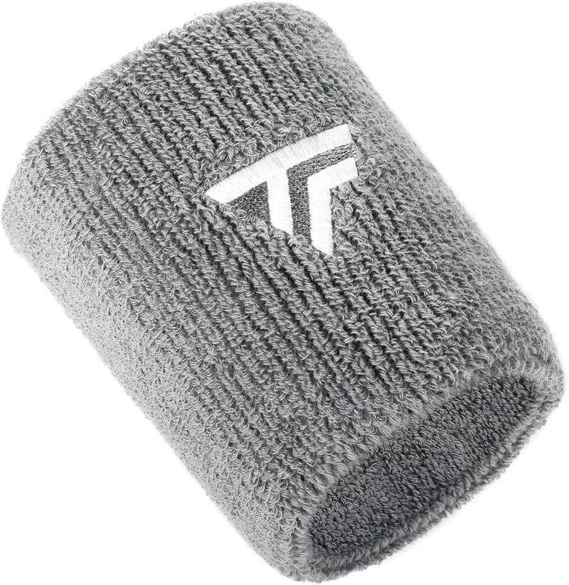 Tecnifibre Tennis XL Wristband Wrist Bands Sweatband Sport Squash Cotton - Silver - NuSea