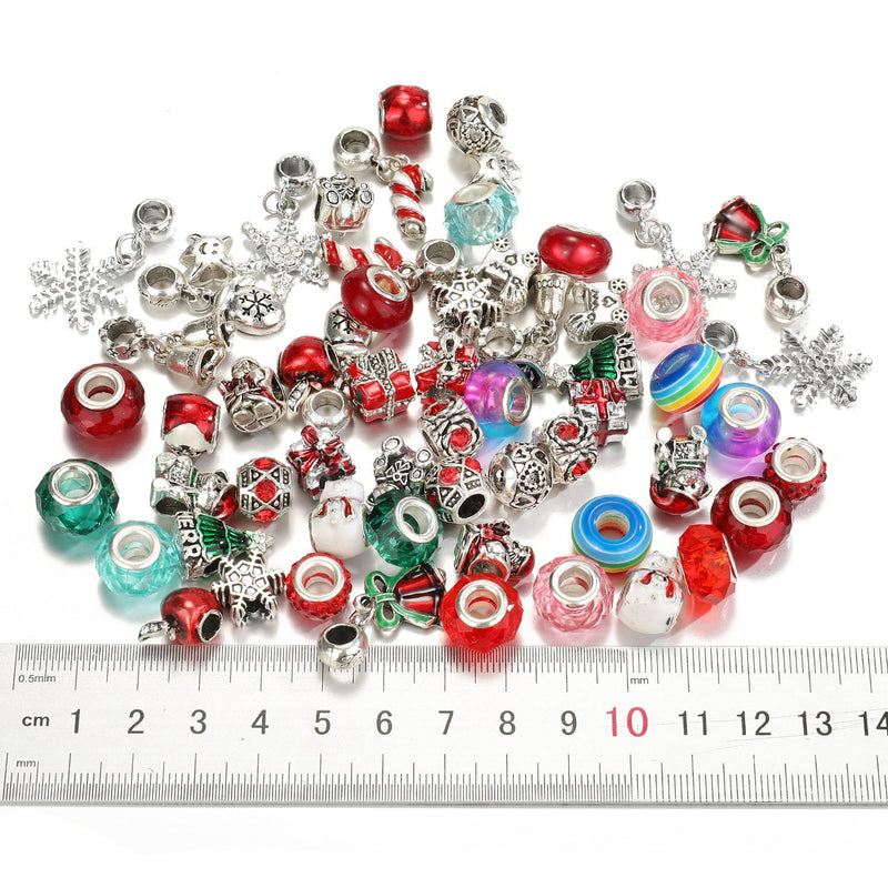 TheliCraft 63pcs Christmas DIY Bracelets Jewelry Kit Kids Gift Charm Crystal Pendant Seed Beads For Bracelet Making - NuSea