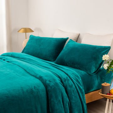 thermal microplush sheet set double teal - NuSea