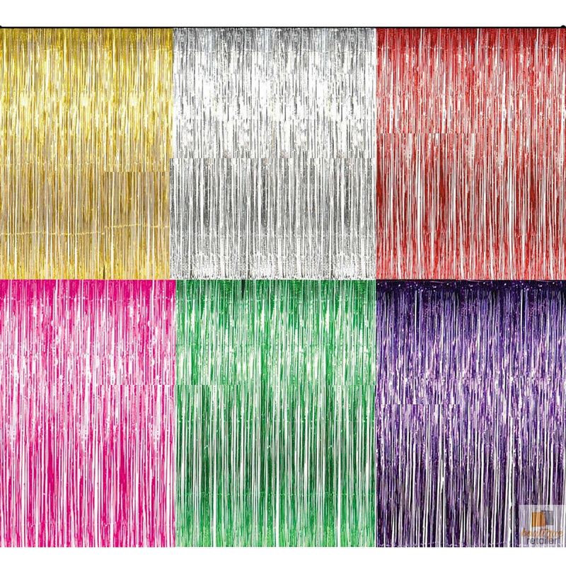 Tinsel Curtain Foil Metallic Fringe Backdrop Party Door Decorations (200cm x 100cm) - Green - NuSea