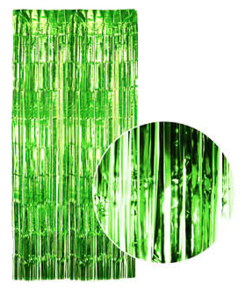 Tinsel Curtain Foil Metallic Fringe Backdrop Party Door Decorations (200cm x 100cm) - Green - NuSea