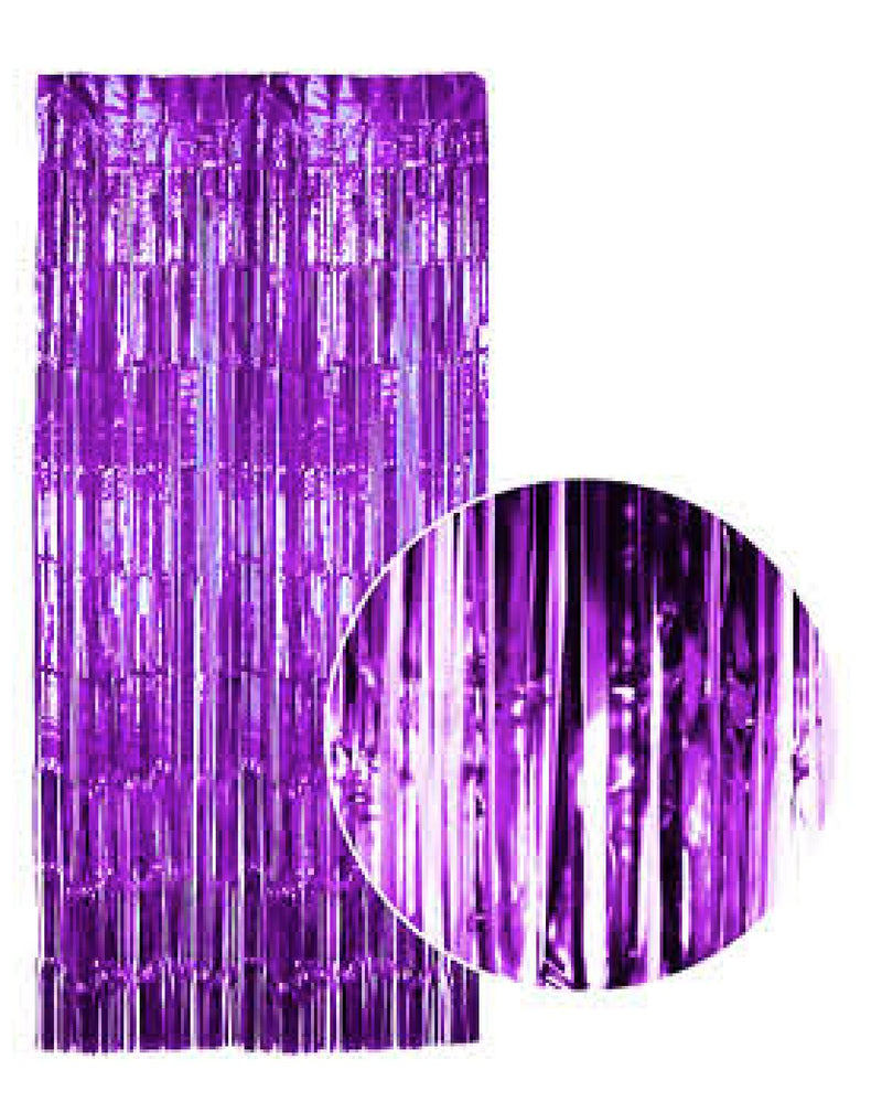 Tinsel Curtain Foil Metallic Fringe Backdrop Party Door Decorations (200cm x 100cm) - Purple - NuSea