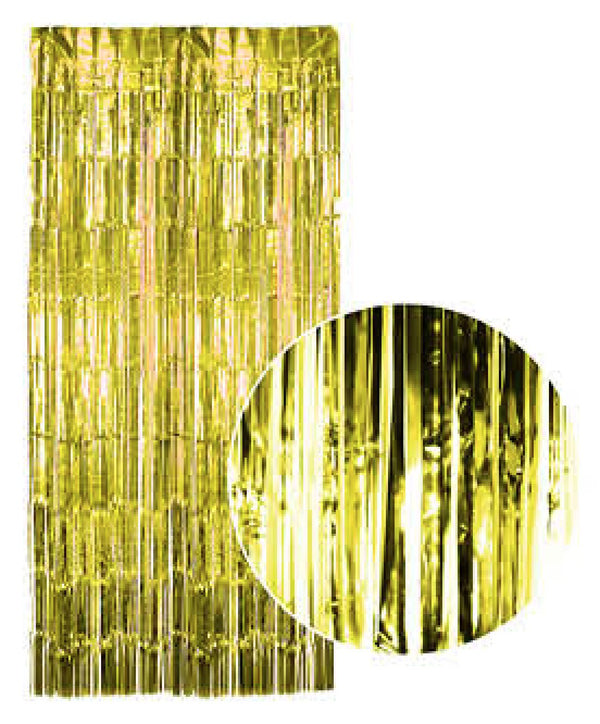 Tinsel Curtain Foil Metallic Fringe Backdrop Party Door Decorations (200cm x 100cm) - Yellow/Gold - NuSea