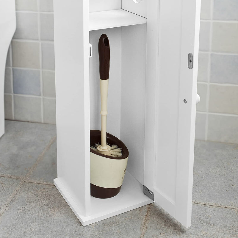 Toilet Paper Holder with Storage, Freestanding Cabinet, Toilet Brush Holder and Toilet Paper Dispenser - NuSea