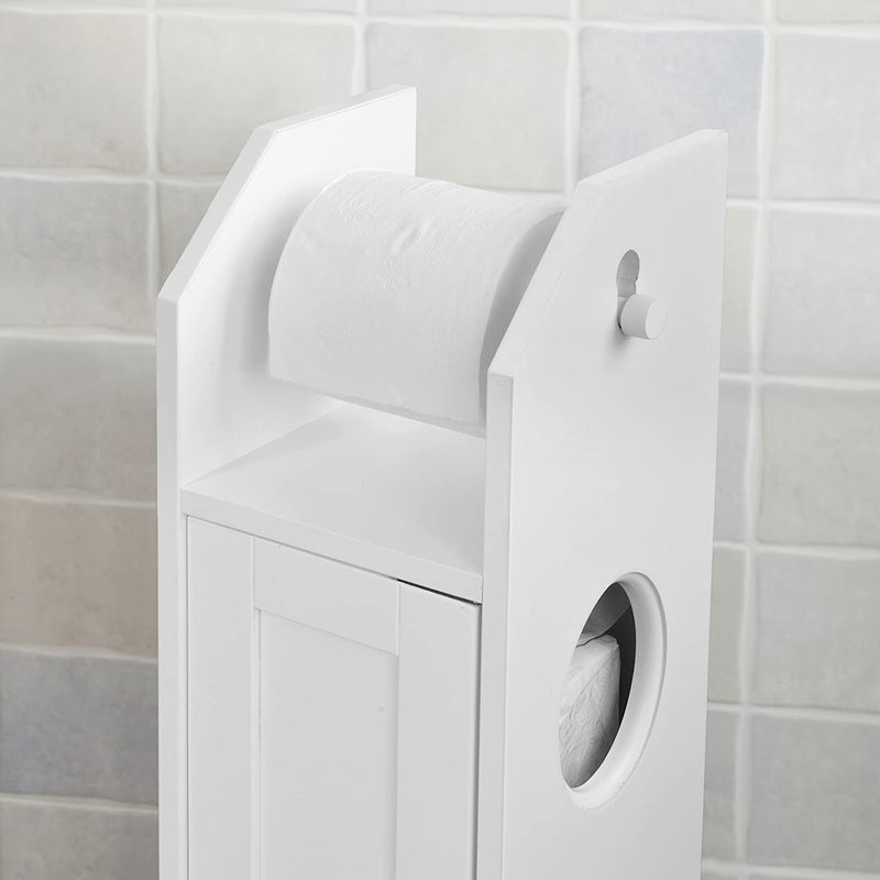 Toilet Paper Holder with Storage, Freestanding Cabinet, Toilet Brush Holder and Toilet Paper Dispenser - NuSea