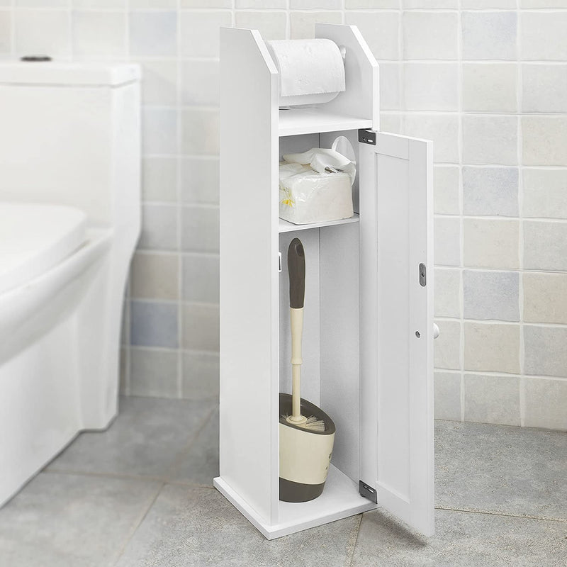 Toilet Paper Holder with Storage, Freestanding Cabinet, Toilet Brush Holder and Toilet Paper Dispenser - NuSea