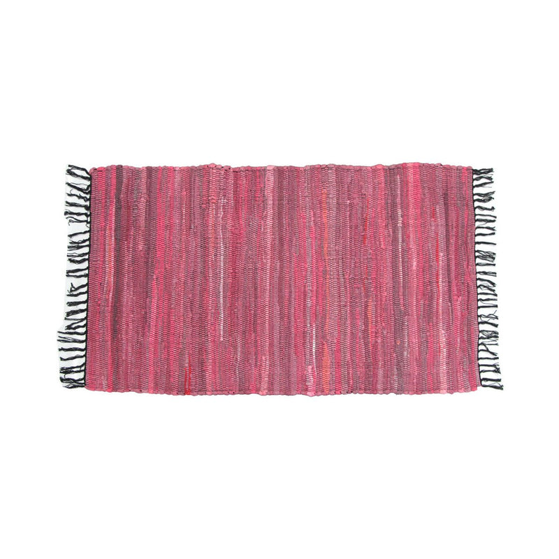 Tonal Chindi Cotton Handmade Floor Mat with Tassels 70 x 120 cm Pink - NuSea