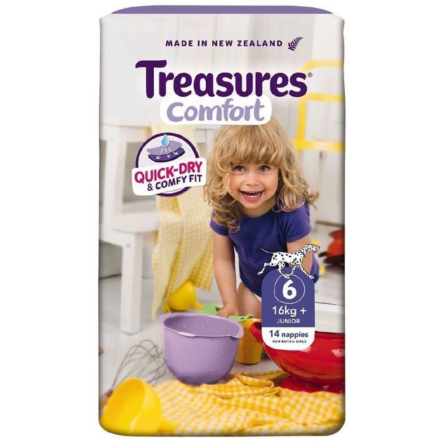 Treasures Comfort Pk12 Nappies Junior 16+kg Size 6 - NuSea