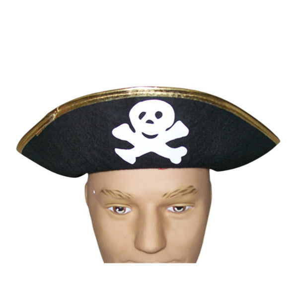 Tri shaped pirates hat with gold trim - NuSea