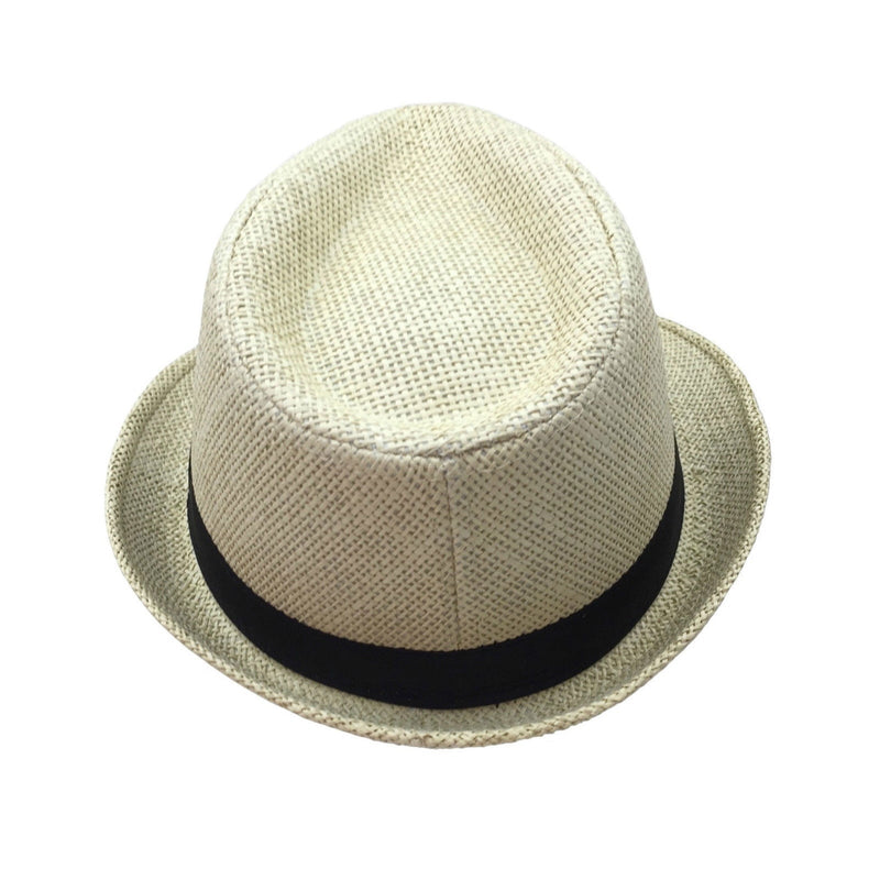 TRILBY HAT Fedora 100% Paper Straw Plain Party Costume Detective Gangster Cap - NuSea