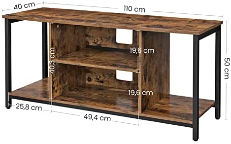 TV Console Unit with Open Storage Rustic Brown and Black Industrial - NuSea