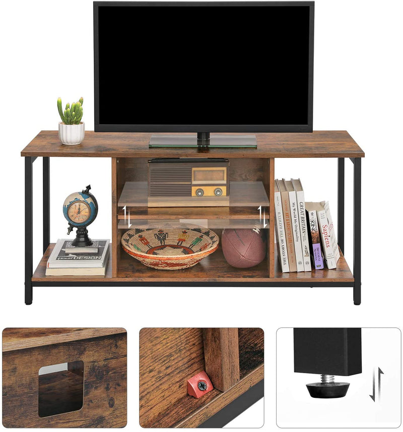 TV Console Unit with Open Storage Rustic Brown and Black Industrial - NuSea