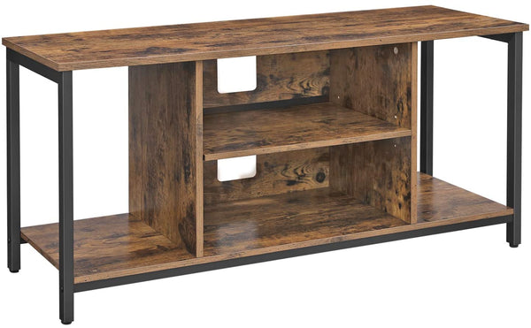 TV Console Unit with Open Storage Rustic Brown and Black Industrial - NuSea