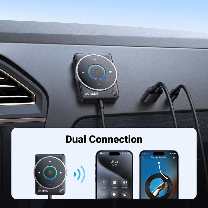 UGREEN 35002 Bluetooth 5.4 Aux Car Adapter (Enhanced Connection & Noise Cancellation) - NuSea