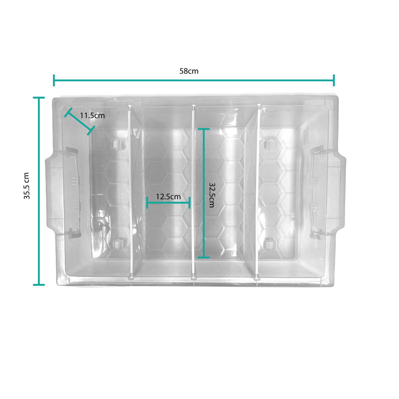 Under Bed 4 Compartment Storer with Wheels 19L Container Tub Storage Unit - NuSea