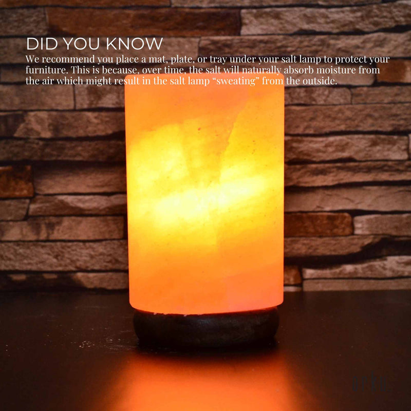 USB Himalayan Salt Lamp - Cylinder Carved Shape Pink Crystal Rock LED Light - NuSea