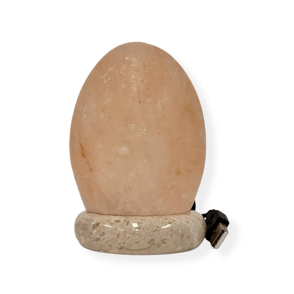 USB Himalayan Salt Lamp - Egg Cone Carved Shape Pink Crystal Rock LED Light - NuSea