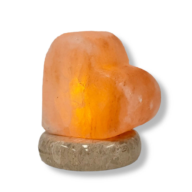 USB Himalayan Salt Lamp - Heart Love Carved Shape Pink Crystal Rock LED Light - NuSea