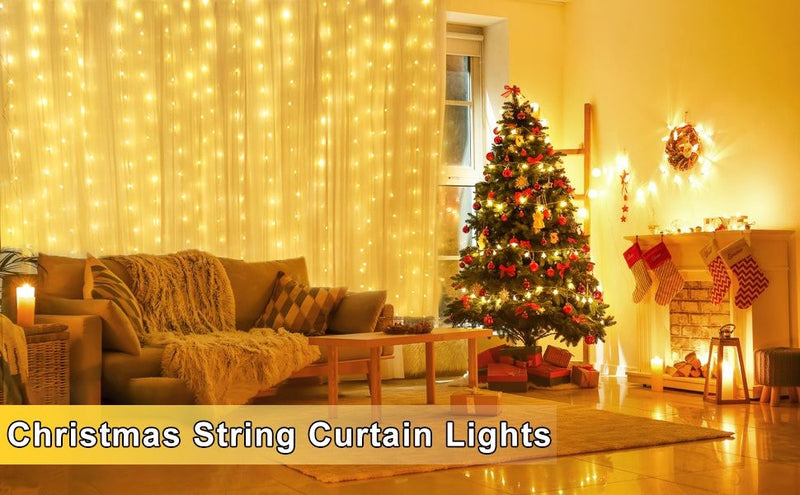 USB Powered 300 LED Curtain String Light with 8 Modes and Remote Control for Bedroom Party Wedding Decorations - NuSea