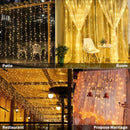 USB Powered 300 LED Curtain String Light with 8 Modes and Remote Control for Bedroom Party Wedding Decorations - NuSea