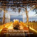 USB Powered 300 LED Curtain String Light with 8 Modes and Remote Control for Bedroom Party Wedding Decorations - NuSea