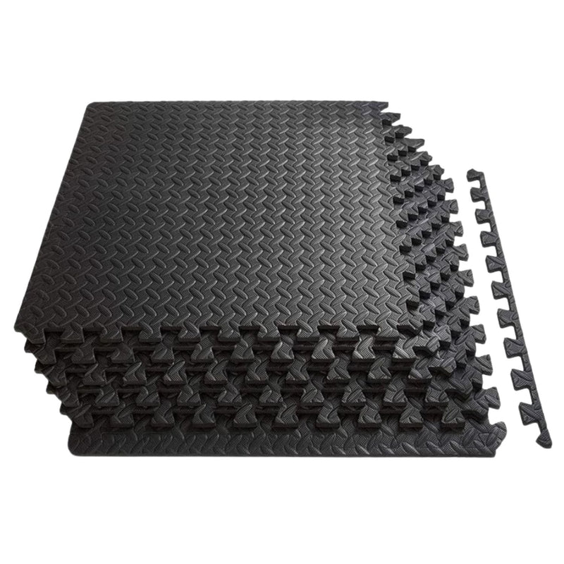 Verpeak Puzzle Gym Mat EVA Interlocking Foam Tiles with Border (Black) - NuSea