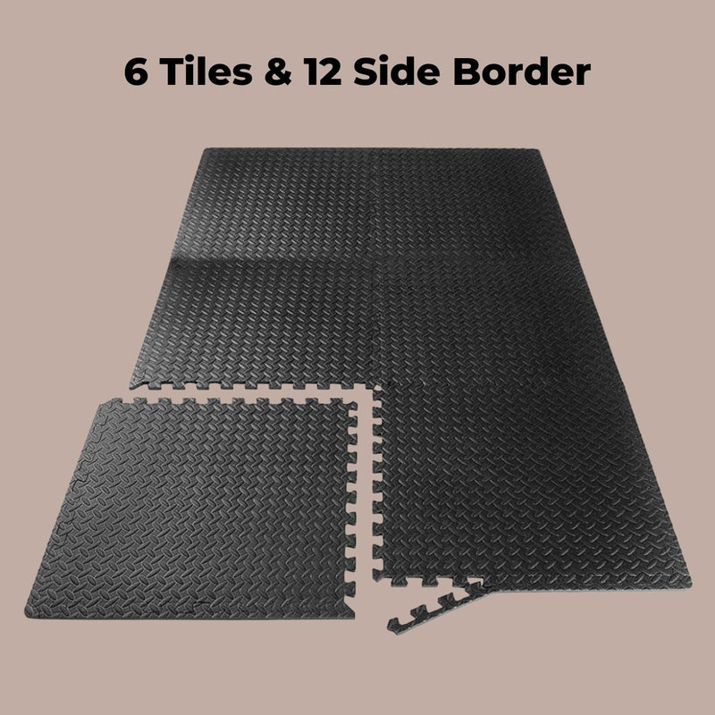 Verpeak Puzzle Gym Mat EVA Interlocking Foam Tiles with Border (Black) - NuSea