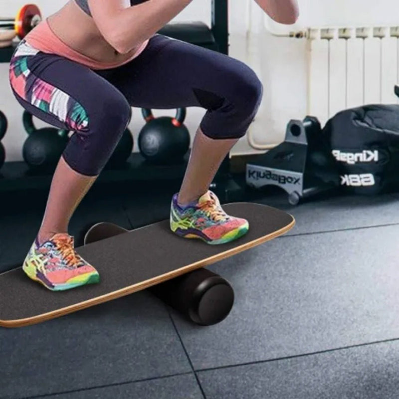 VERPEAK Wooden Balance Board Trainer with Adjustable Stoppers (Black with Wood) - NuSea