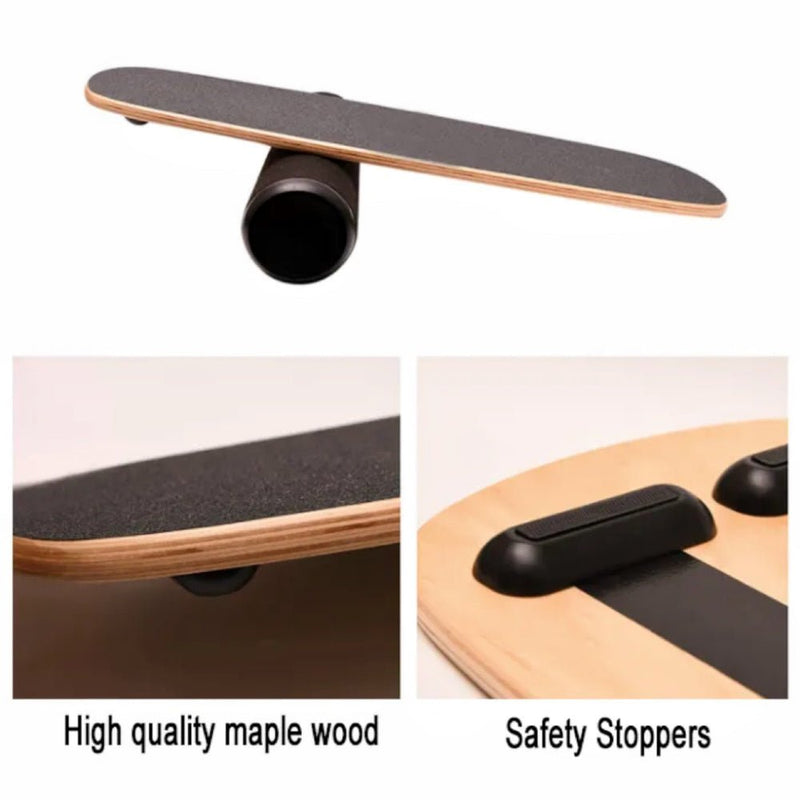 VERPEAK Wooden Balance Board Trainer with Adjustable Stoppers (Black with Wood) - NuSea