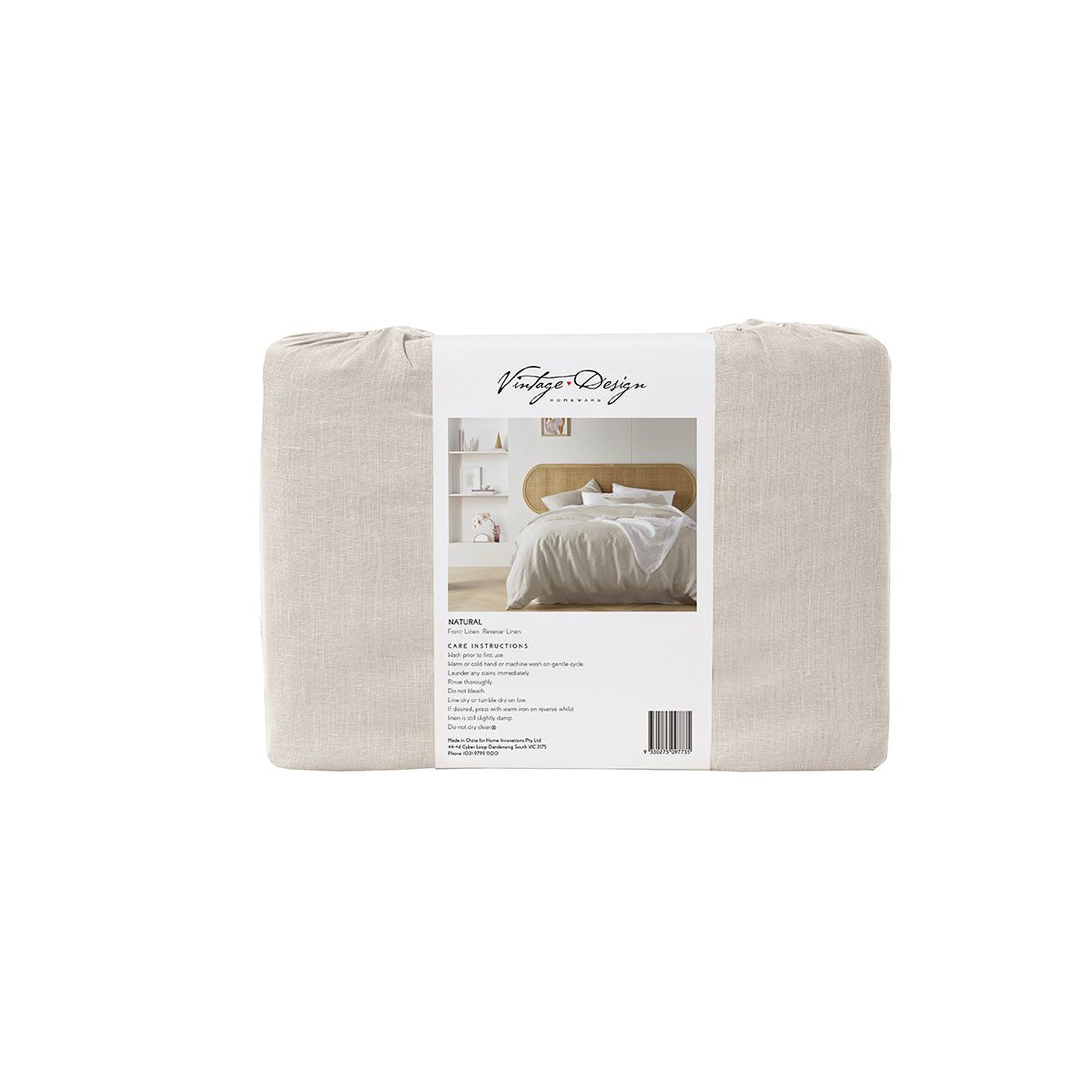 Vintage Design Homewares Natural French Linen Quilt Cover Set Queen - NuSea